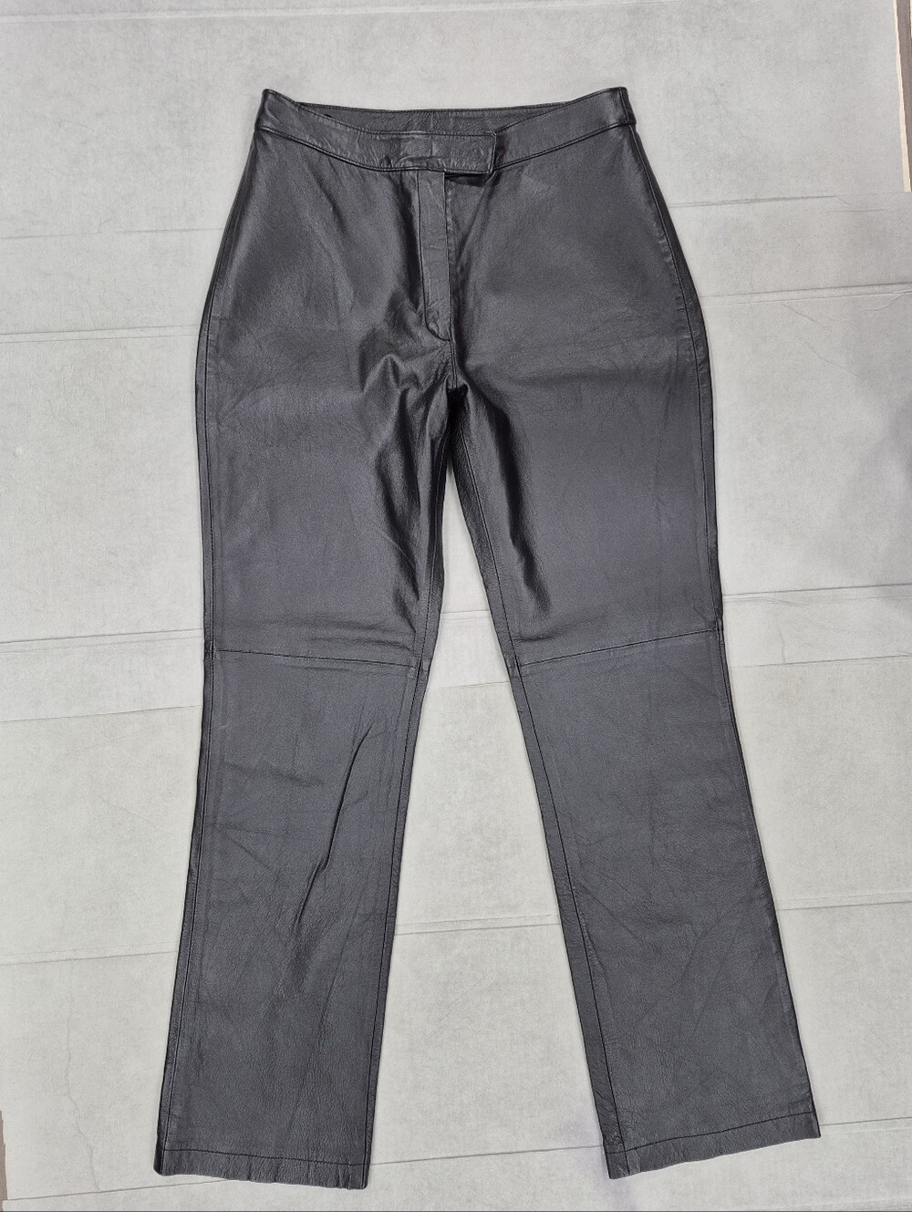 Boutique Europa leather pants women's 10 Tall black fully lined straight leg